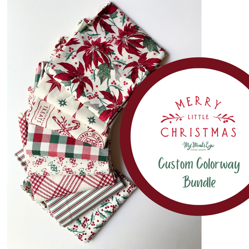 Merry Little Christmas Cream Colorway Fat Quarter Bundle by My Mind's Eye for Riley Blake Designs | 8 FQs | Custom Bundle