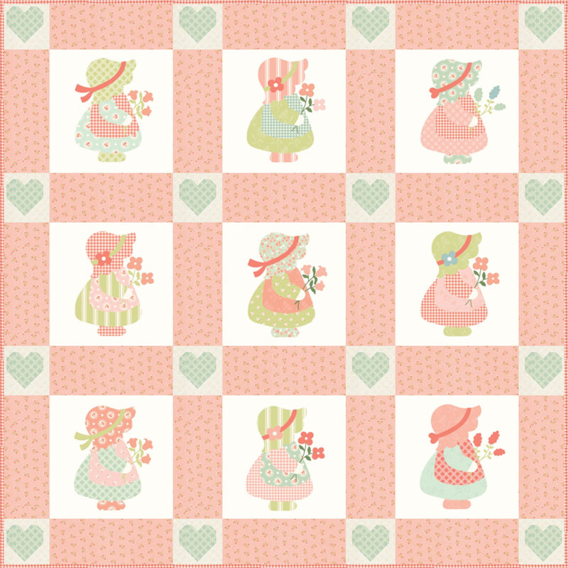 PRESALE Little Lovely Custom Quilt Kit With Sunbonnet by Heather Briggs of My Sew Quilty Life | Free Pattern (Pink Version)