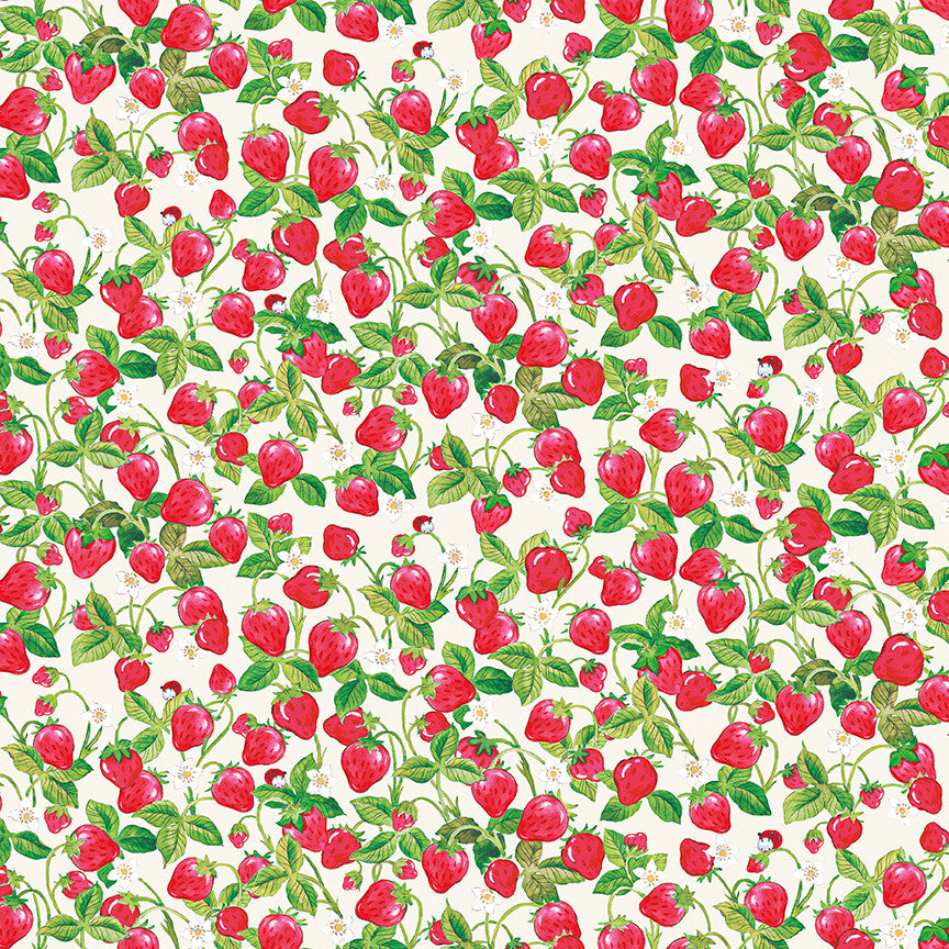 PRESALE The World of Strawberry Shortcake Strawberries Cream Yardage for Riley Blake Designs | C18564-CREAM