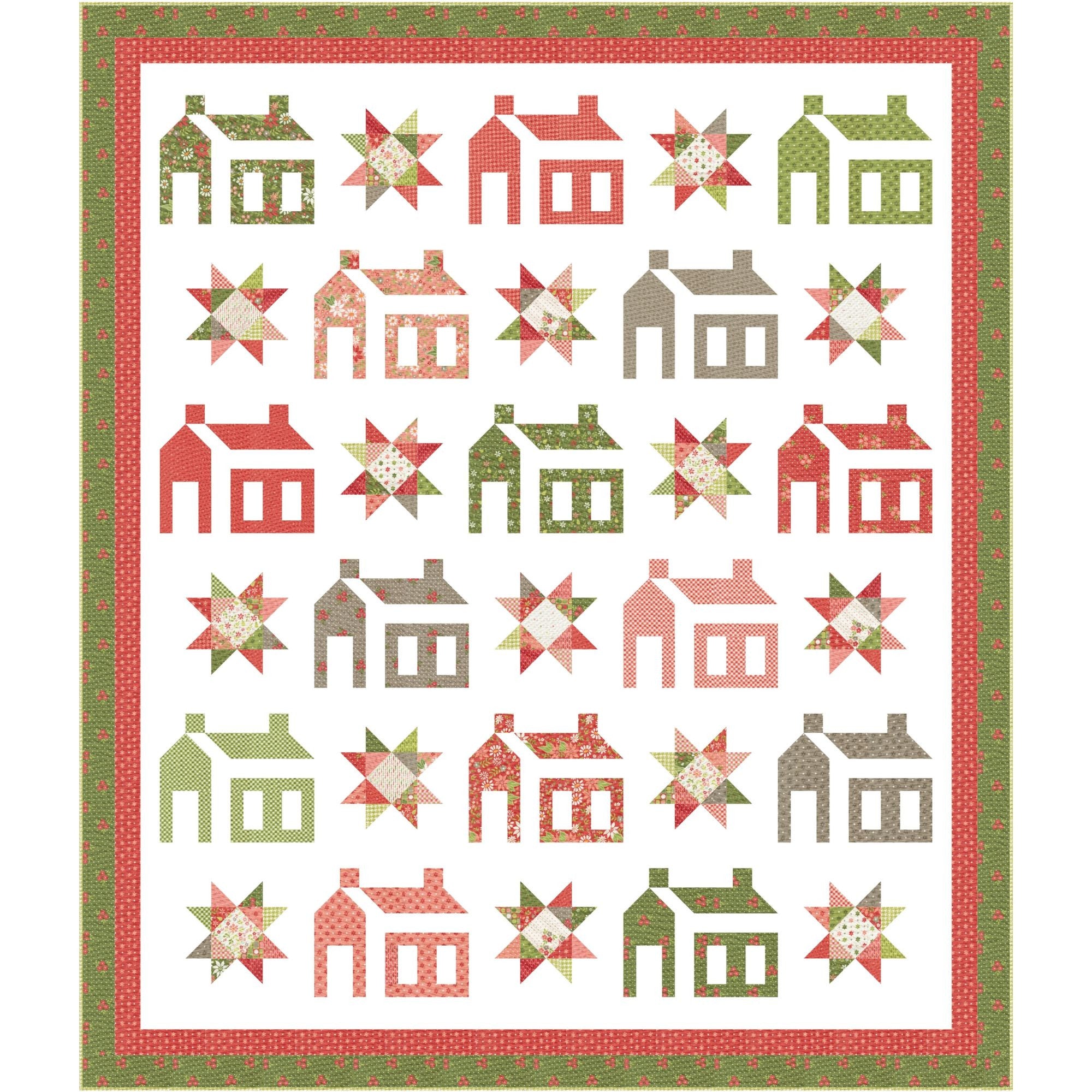 PRESALE Grandma's House Custom Quilt Kit With Poinsettia and Pear by Sherri & Chelsi for Moda Fabrics | Quilt Size 72 1/2” x 84 1/2”