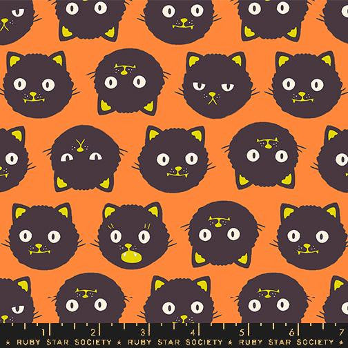 Good Spirits Scaredy Cats Pumpkin Yardage by Ruby Star Society Halloween Fabric| RS5137 12G| Cut Options