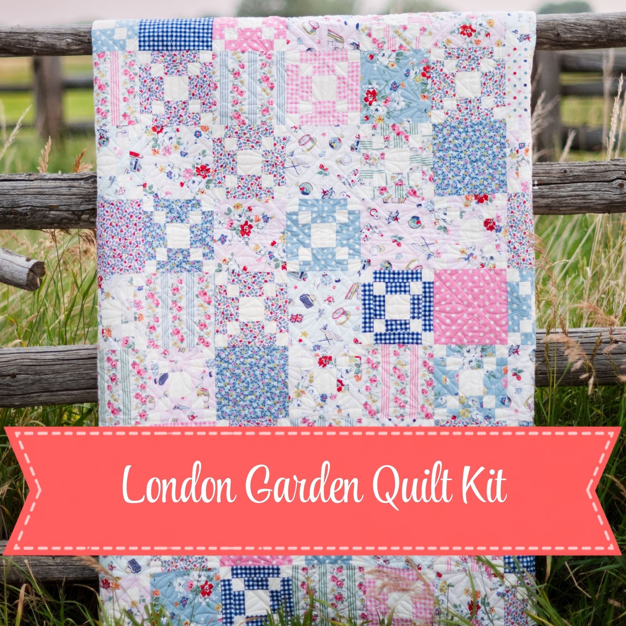 PRESALE London Garden Quilt Kit | Cath Kidston Signature Collection for Riley Blake Designs | Quilt Size 54 1/2" x 66 1/2" | FREE PATTERN
