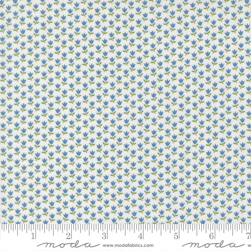 A Cat Named Stitch June Cream Blue Yardage by Camille Roskelley for Moda Fabrics | 55347 22