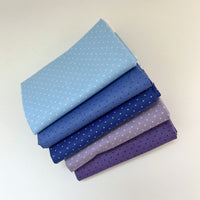 American Jane Pindots Custom Fat Quarter Bundle Blue Purple by American Jane for Riley Blake Designs | 5 FQs | Curated Bundle
