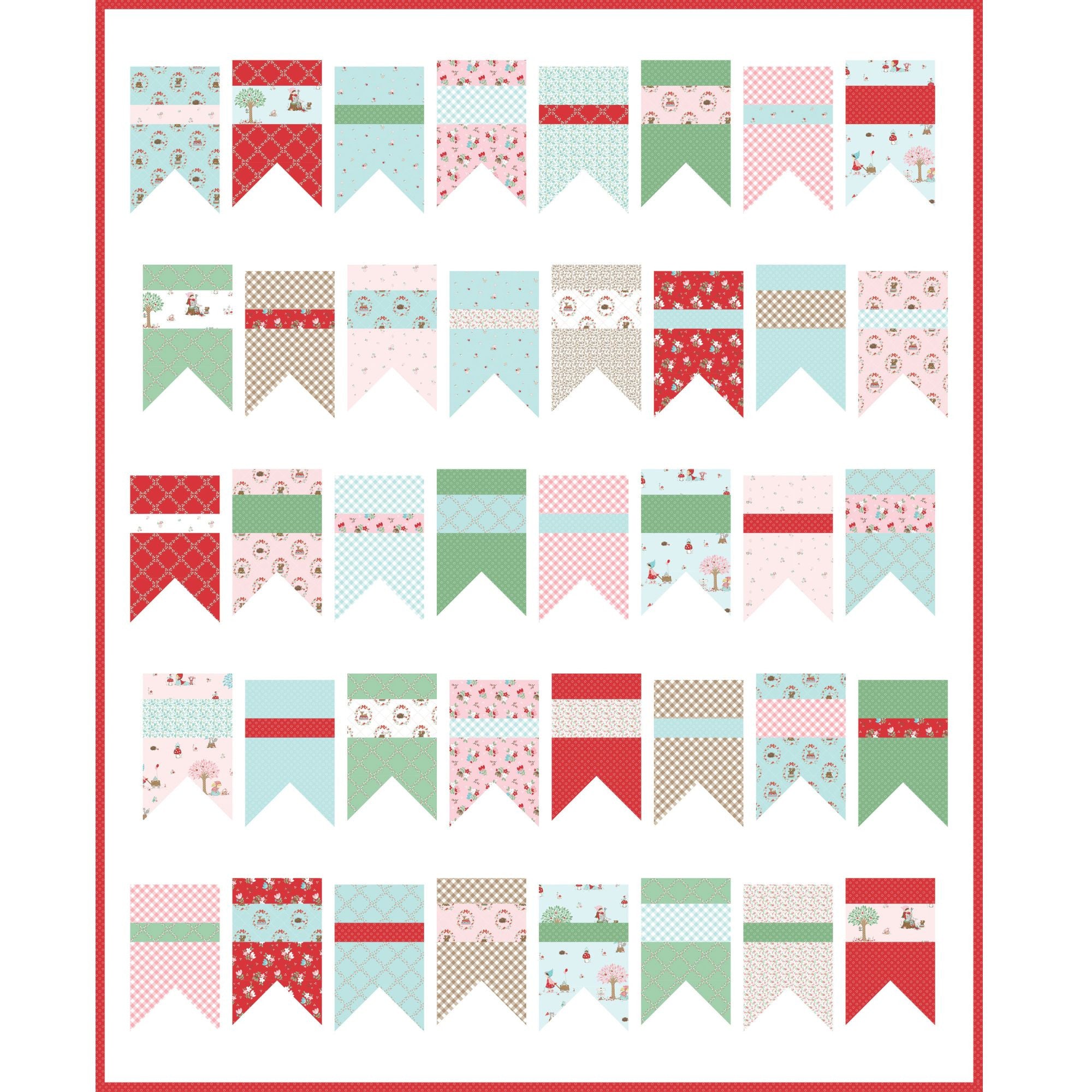 Summer Bunting Custom Quilt Kit Qith Whimsical Woodland by Tasha Noel | Quilt Size 66" x 84"