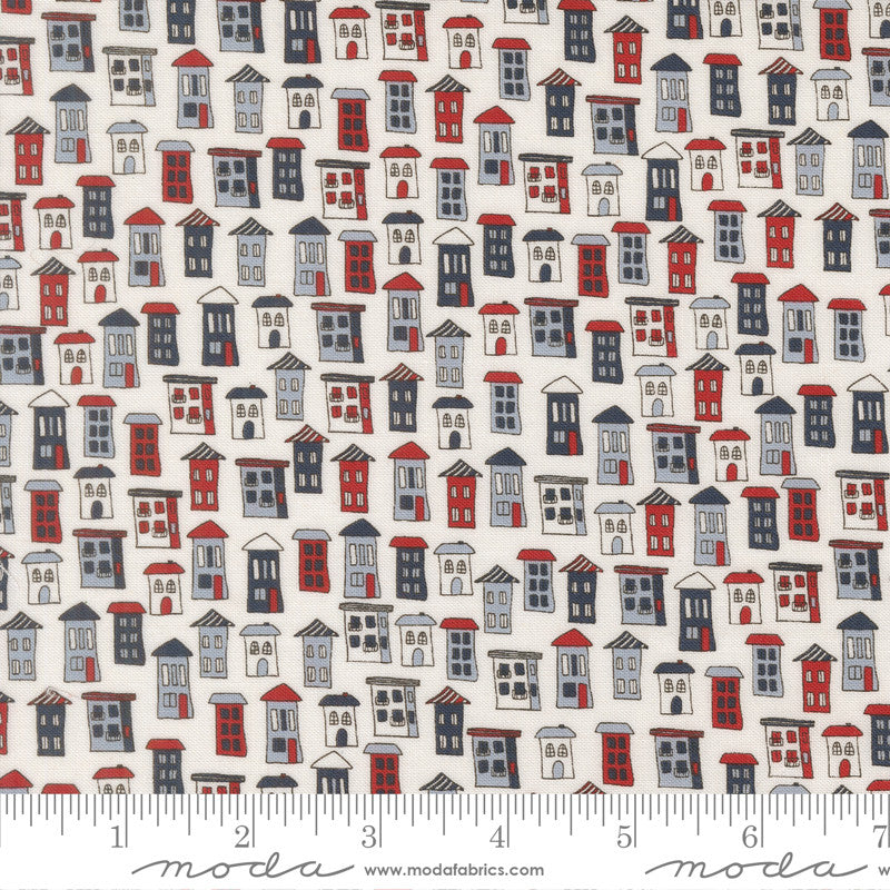 PRESALE Independence Day American Houses Vanilla Yardage by Sweetwater for Moda Fabrics | 55723 11
