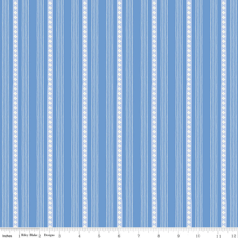PRESALE Penelope Stripes Blue Yardage by My Mind's Eye for Riley Blake Designs |  C16645-BLUE