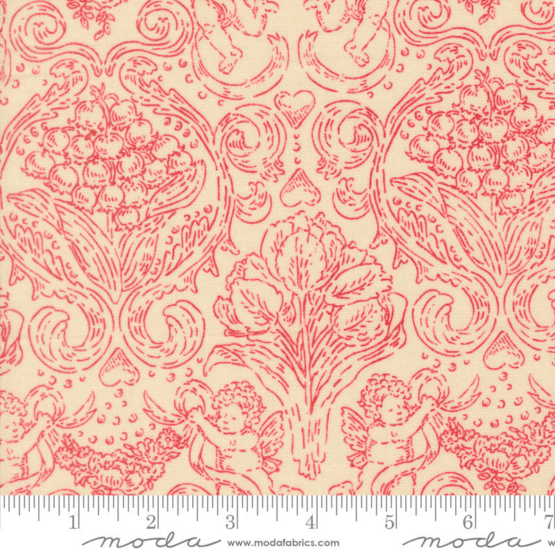PRESALE Je T'aime Pure Love Jaquard Damask Lace Red Yardage by Stacy Iest Hsu for Moda Fabrics | 20993 11