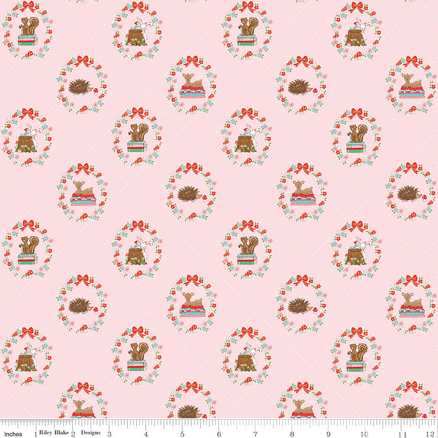 Whimsical Woodland Animals Pink Yardage by Tasha Noel for Riley Blake Designs | C17641-PINK