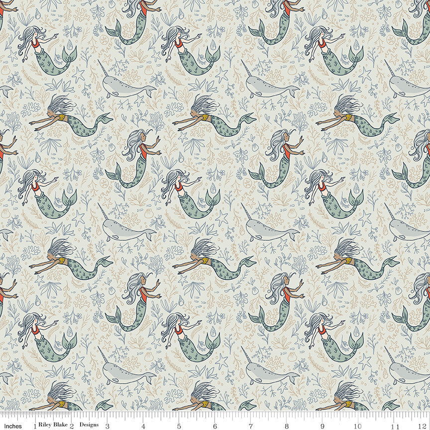 PRESALE Story Land Mermaids Mist Yardage by Sarah Jane for Riley Blake Designs | C18302-MIST