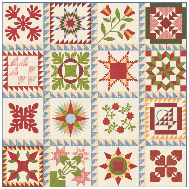 Turn Back Time Custom Quilt Kit With Sallys Stitches by Betsy Chutchian | An Heirloom Sampler | Quilt Size 81" x 81"