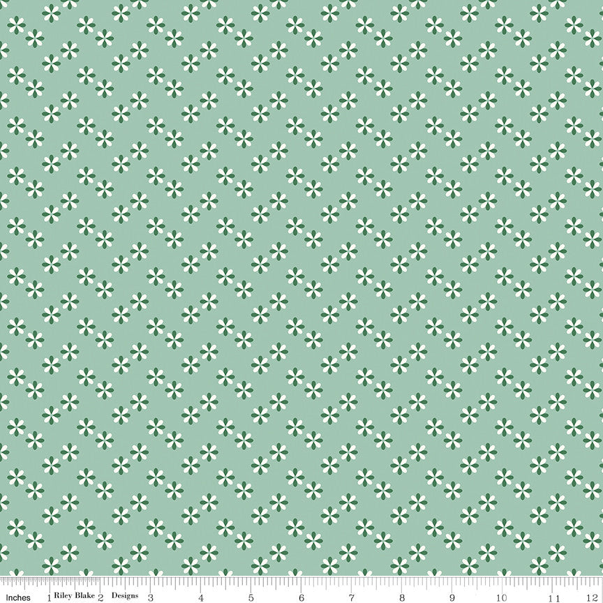 PRESALE Meadow Moments Flower Sprinkle Mint Yardage by Little Forest Atelier for Riley Blake Designs | C17235-MINT