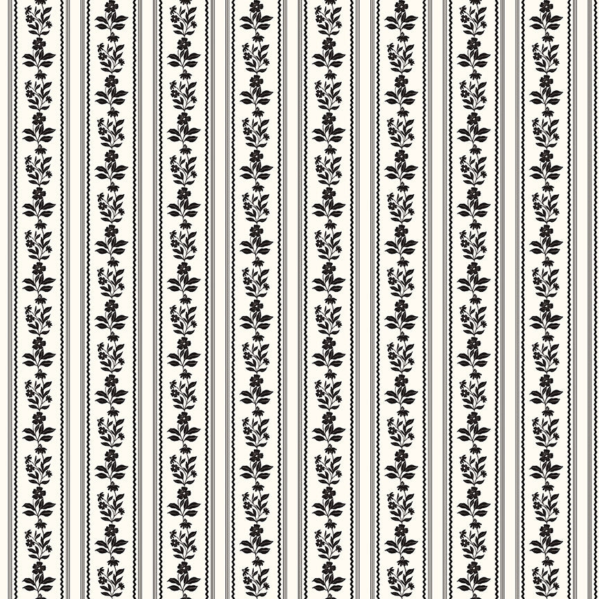 PRESALE Moonlit Trellis Floral Stripe Cloud Yardage by My Mind's Eye for Riley Blake Designs | C18214-CLOUD