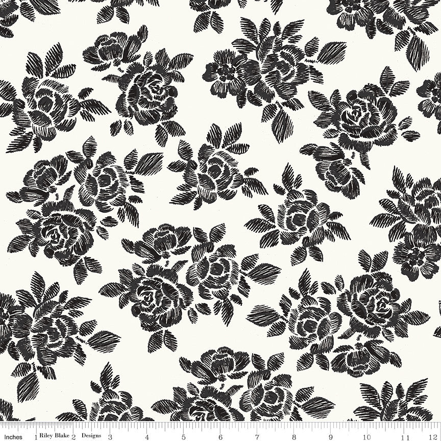 PRESALE Moonlit Trellis Roses Cloud Yardage by My Mind's Eye for Riley Blake Designs | C18210-CLOUD