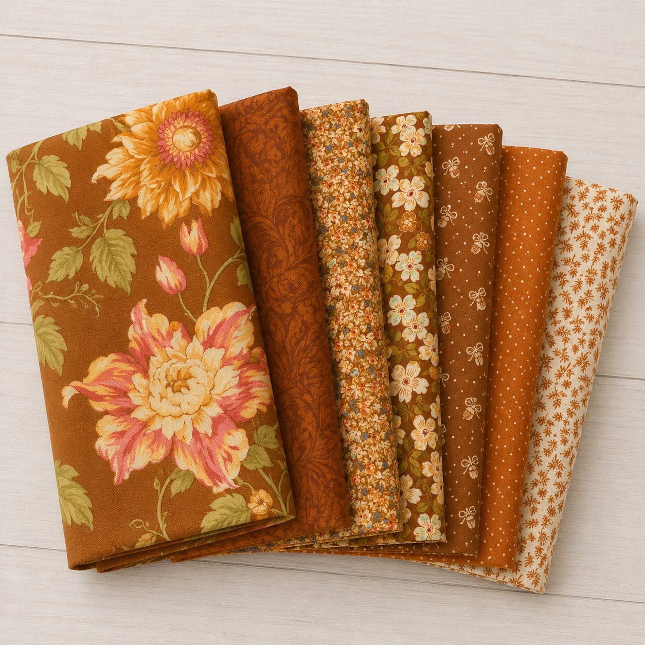 PRESALE Butternut and Sage Fat Quarter Bundle Cinnamon by Fig Tree & Co for Moda Fabrics | 7 Fat Quarters | Curated Bundle