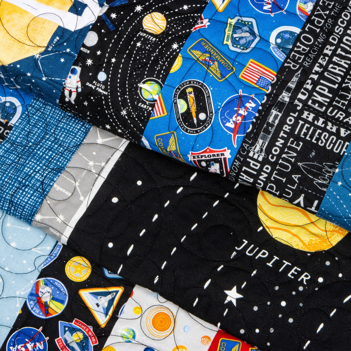 PRESALE Solar System Explorer Quilt Kit | Reach for the Stars Nasa for Riley Blake Designs | Quilt Size is 63 1/2" x 72 1/2" | FREE PATTERN