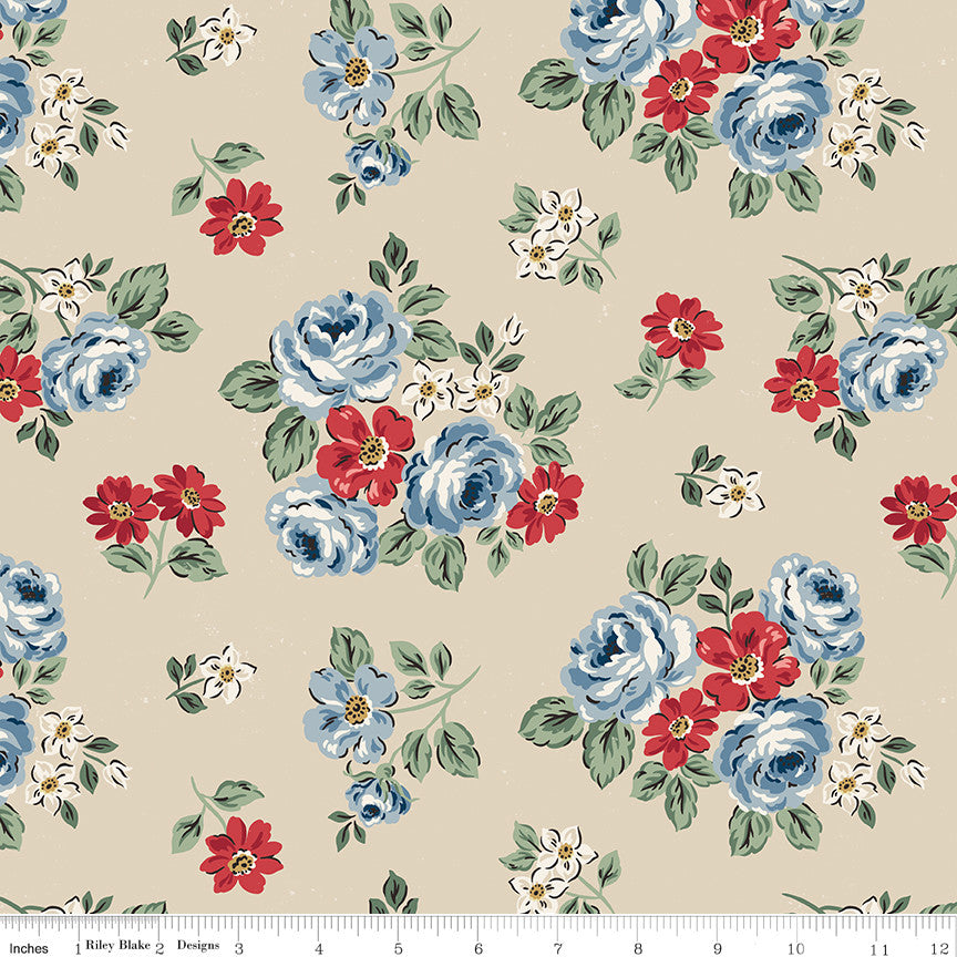 Independence Floral Beige Yardage by the RBD Designers for Riley Blake Designs | C17331-BEIGE