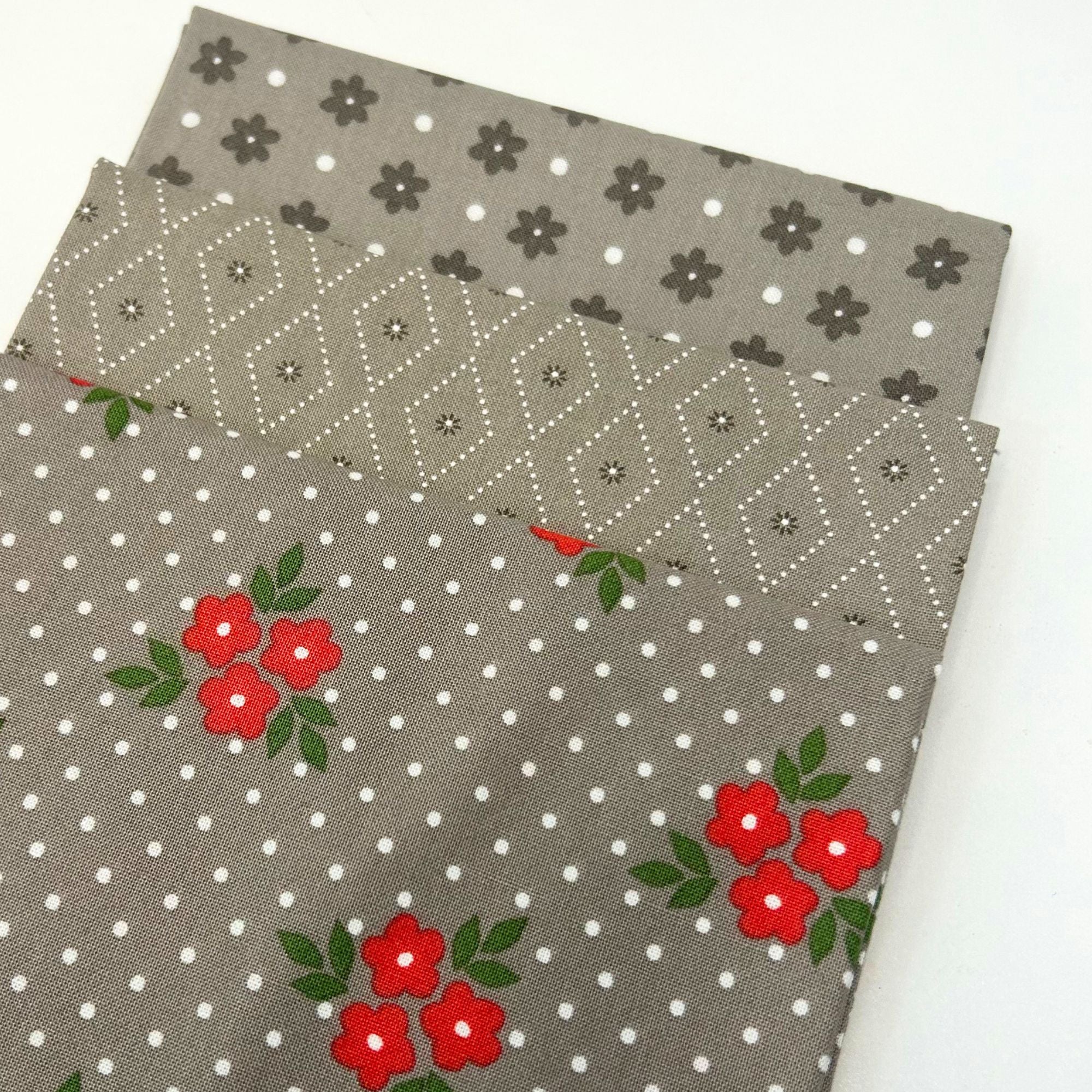 PRESALE Poinsettia and Pear Custom Fat Quarter Bundle Stone by Sherri & Chelsi for Moda Fabrics | 3 FQs | Curated Bundle