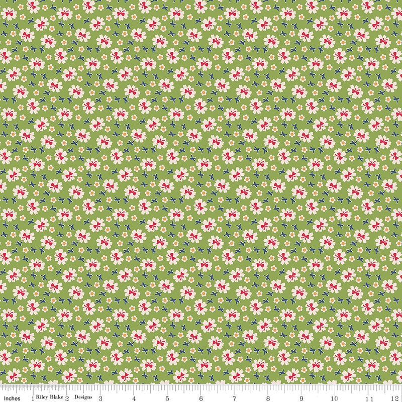 PRESALE Farmers Daughter Bows Thyme Yardage by Lori Holt of Bee in My Bonnet | C17166-THYME