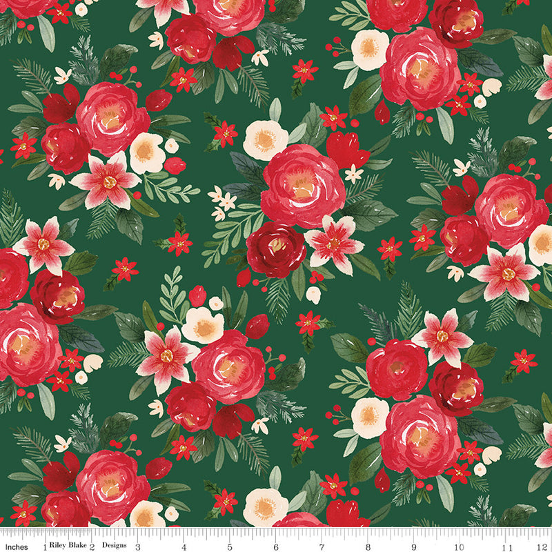 PRESALE Charming Christmas Main Green Yardage by Kelsey Carlson for Riley Blake Designs | C16350-GREEN