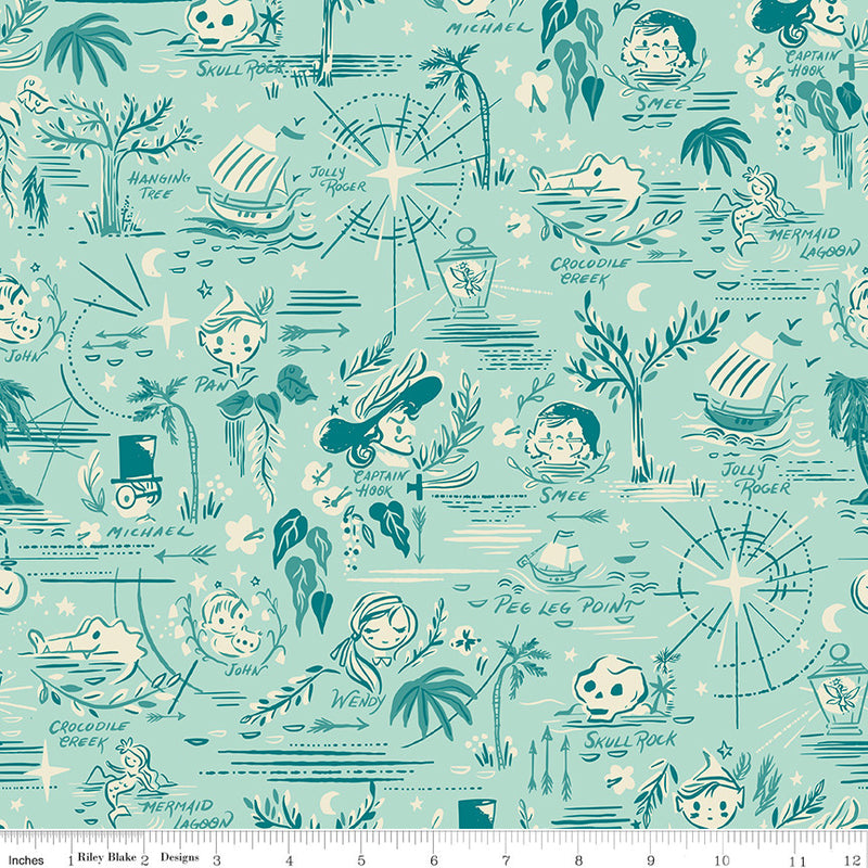 PRESALE Forever Neverland Neverland Map Songbird Yardage by Jill Howarth for Riley Blake Designs | C15902-SONGBIRD