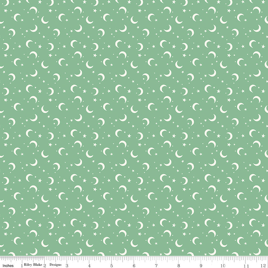 Frank and Friends Moon & Stars Green Yardage by My Mind's Eye for Riley Blake Designs | C17477-GREEN