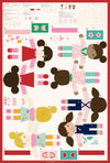 Cut Sew Create Best Friends Forever Dolls Panel by Stacy Iest Hsu for Moda Fabrics | Panel 65" x 44" | 20943 11P