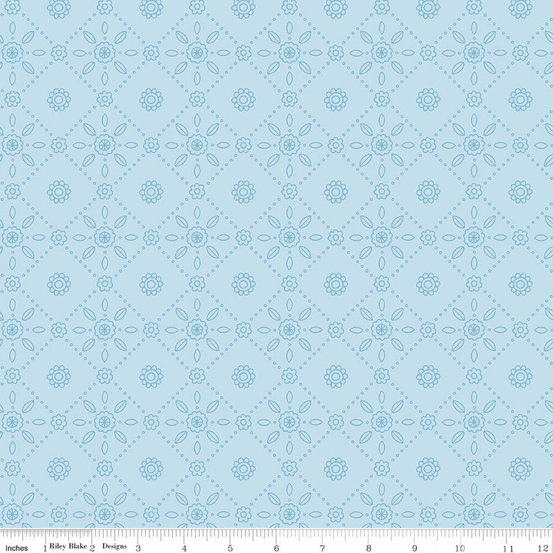 Little Darlin' Folk Tile Blue Yardage by the RBD Designers for Riley Blake Designs | C16973-BLUE