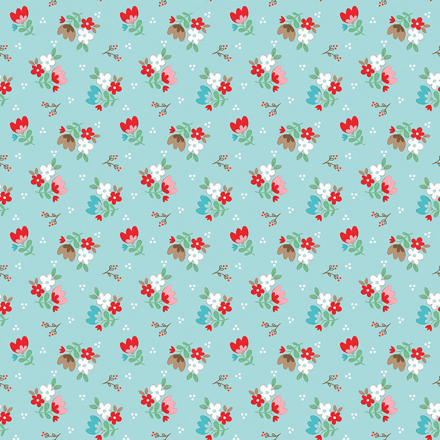 Whimsical Woodland Floral Aqua Yardage by Tasha Noel for Riley Blake Designs | C17642-AQUA