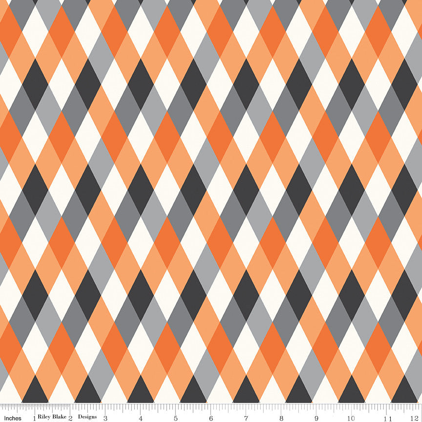 Frank and Friends Diamonds Orange Yardage by My Mind's Eye for Riley Blake Designs | C17473-ORANGE