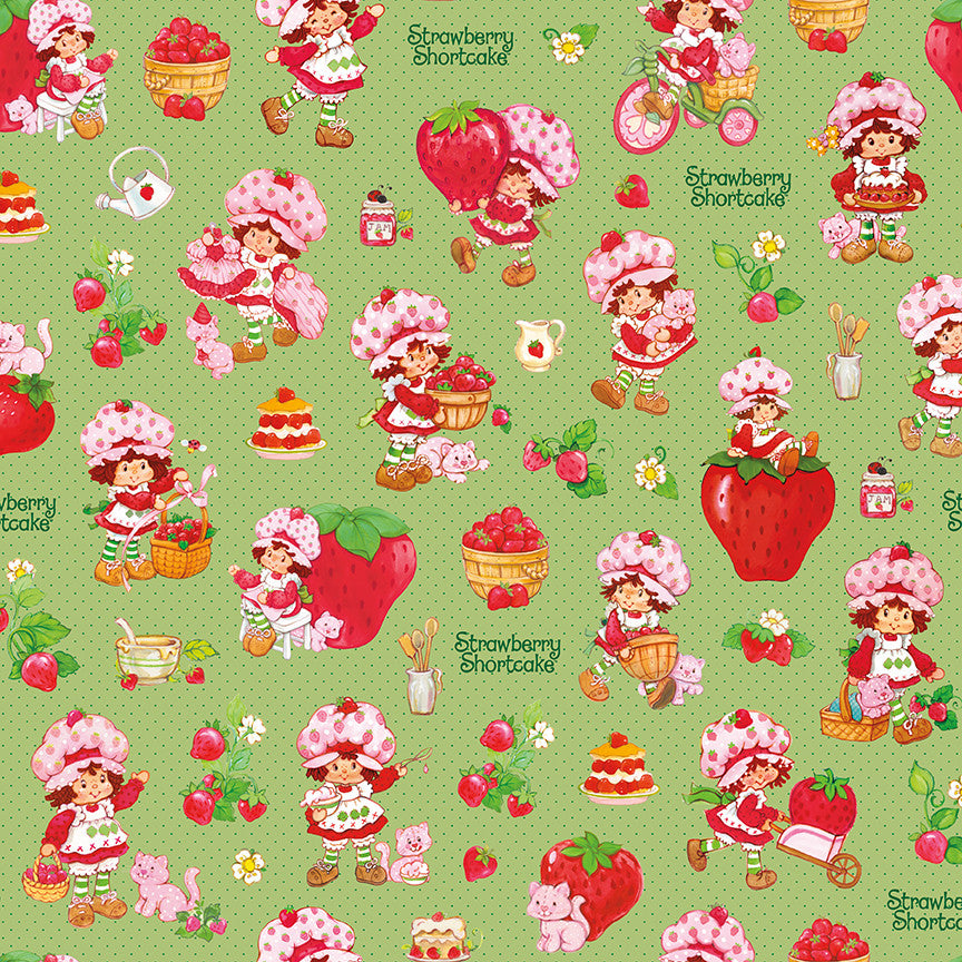 PRESALE The World of Strawberry Shortcake Main Green Yardage for Riley Blake Designs | C18560-GREEN