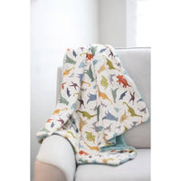 Dinosaur Baby Minky Blanket Dino Roar Cream by Dreamy Blankets  | Premium Soft Minky Blanket | Baby Blanket Size 32" x 36"