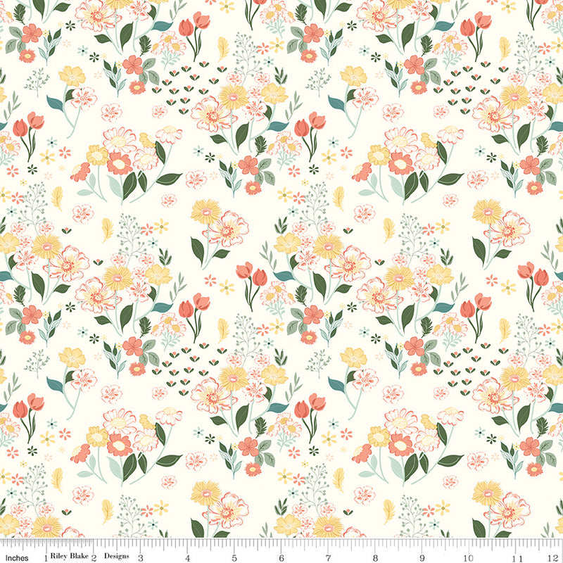 New Beginnings Floral Cream Yardage by Sandy Gervais for Riley Blake Designs | C15751-CREAM