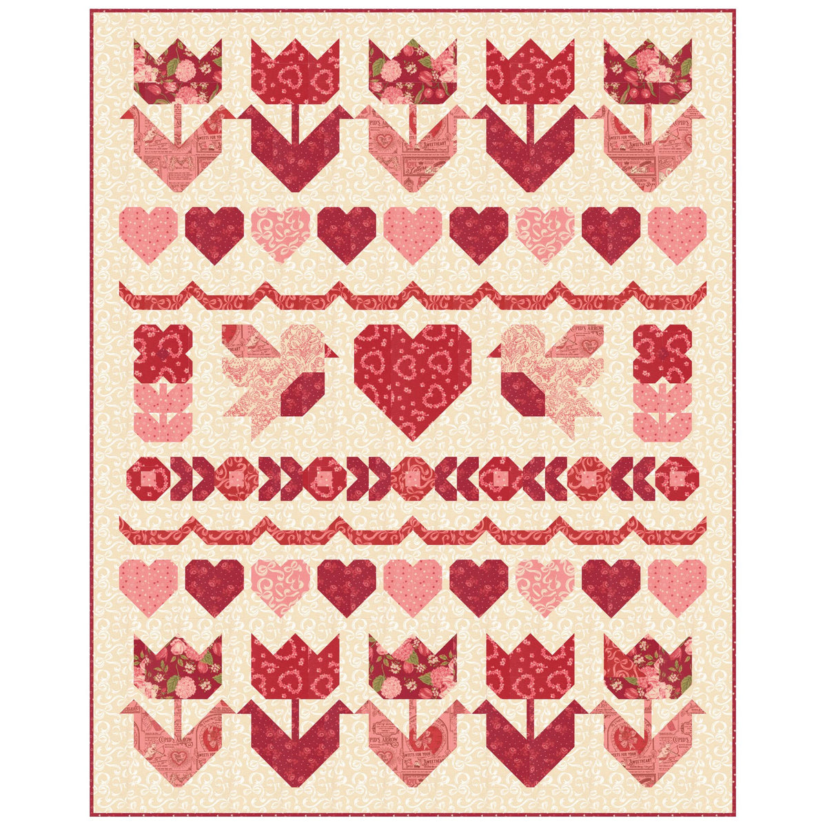 PRESALE Love Garden Custom Quilt Kit With Je T'aime by Stacy Iest Hsu for Moda Fabrics | Quilt Size 44” x 55”