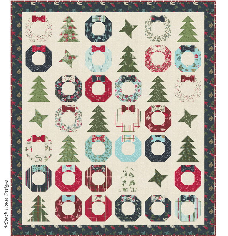 Christmas Cheer Quilt Pattern by Coach House Designs | 61" x 70" | Layer Cake Friendly
