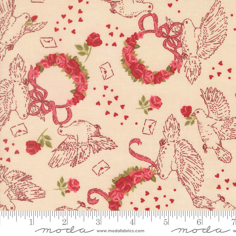 PRESALE Je T'aime Doves True Love Lace Yardage by Stacy Iest Hsu for Moda Fabrics | 20992 11