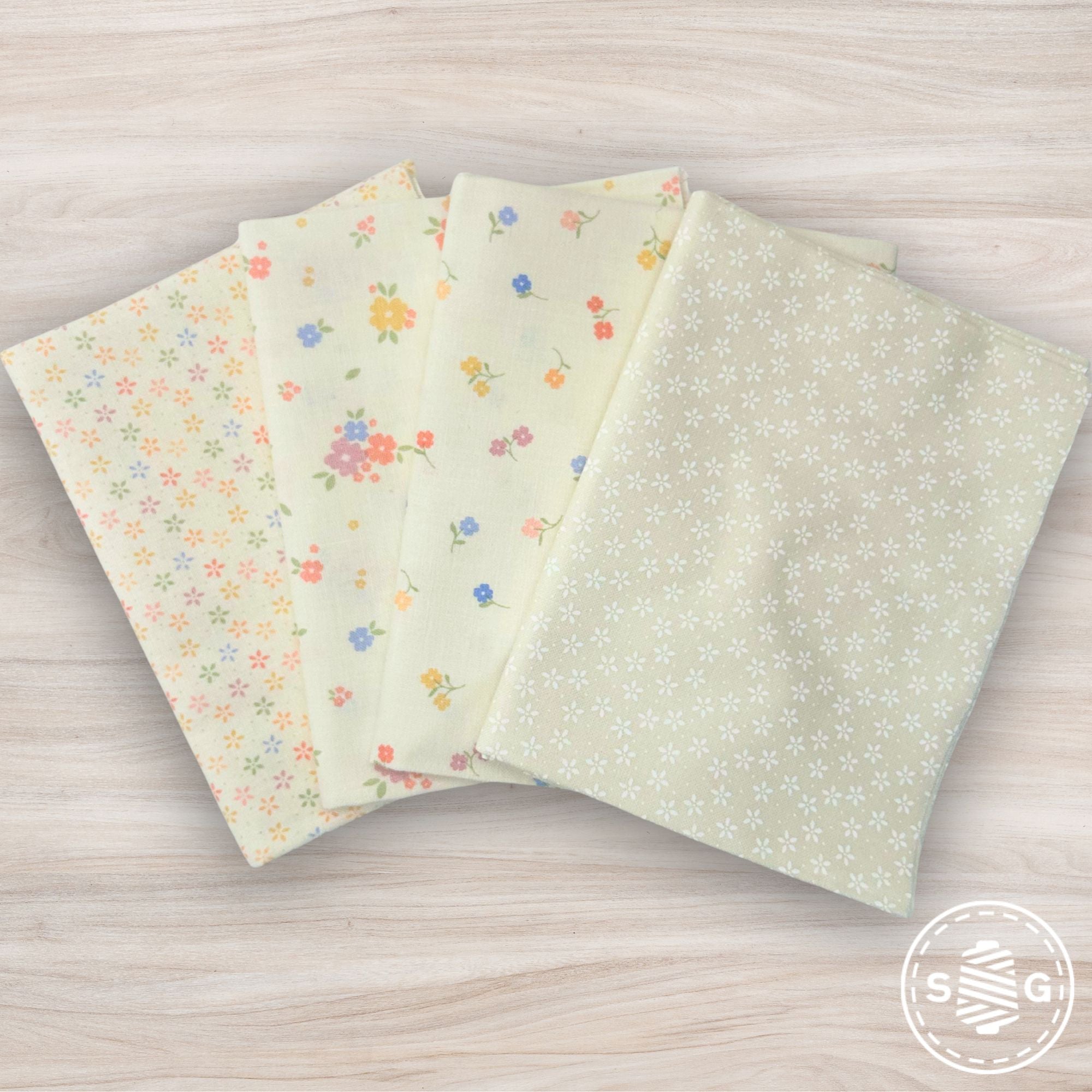 Pastel Prairie Custom Fat Quarter Bundle Porcelain by My Sew Quilty Life for Moda Fabrics  | Curated Bundle | 4 Fat Quarters