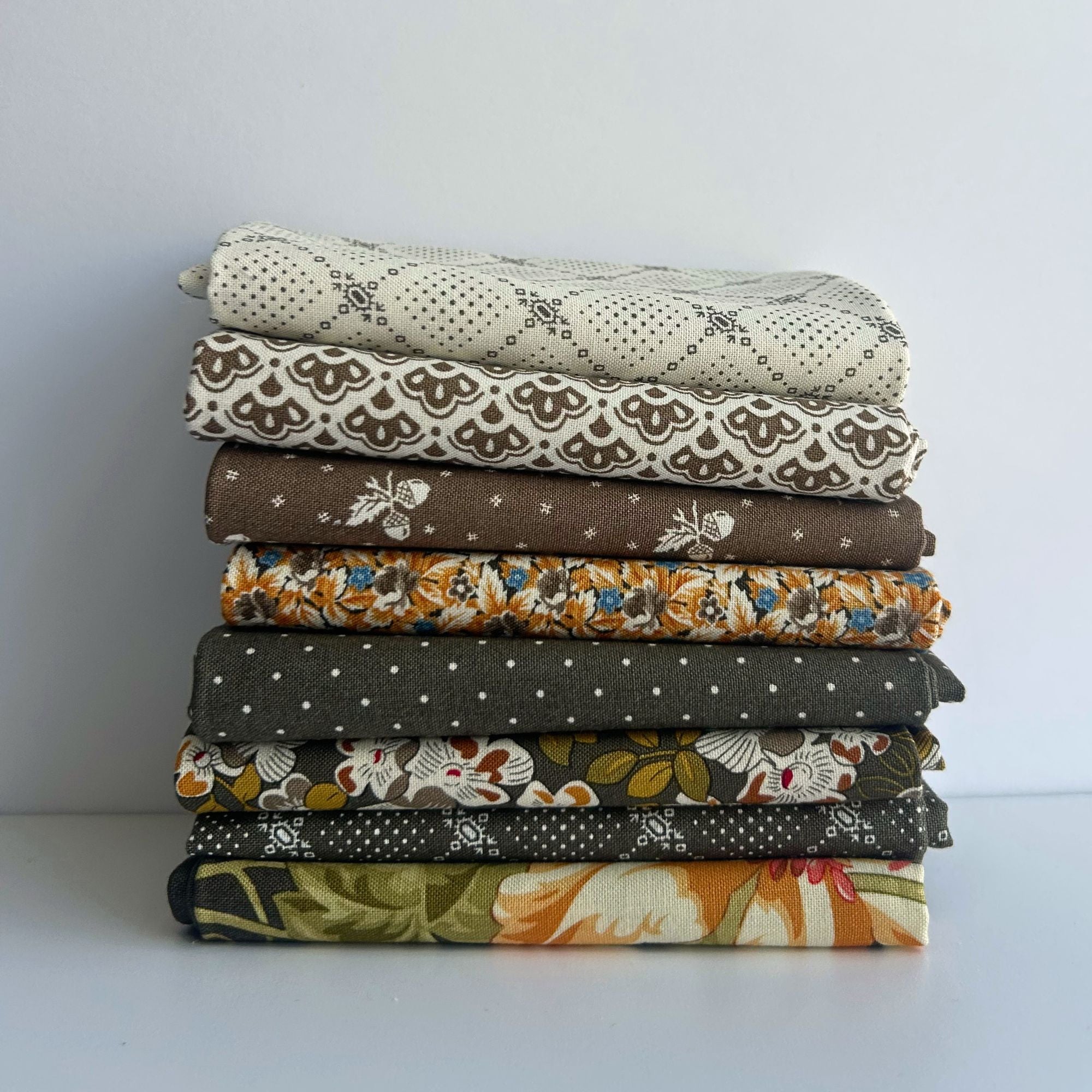 Butternut and Sage Fat Quarter Bundle Grey by Fig Tree & Co for Moda Fabrics | 8 Fat Quarters | Curated Bundle