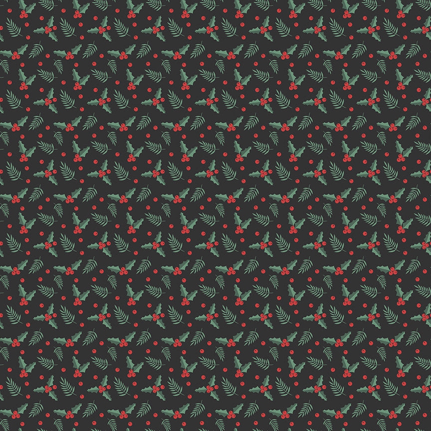 Evergreen Wishes Holly Berries Black Yardage by Traci Reed for Riley Blake Designs | C17814-BLACK