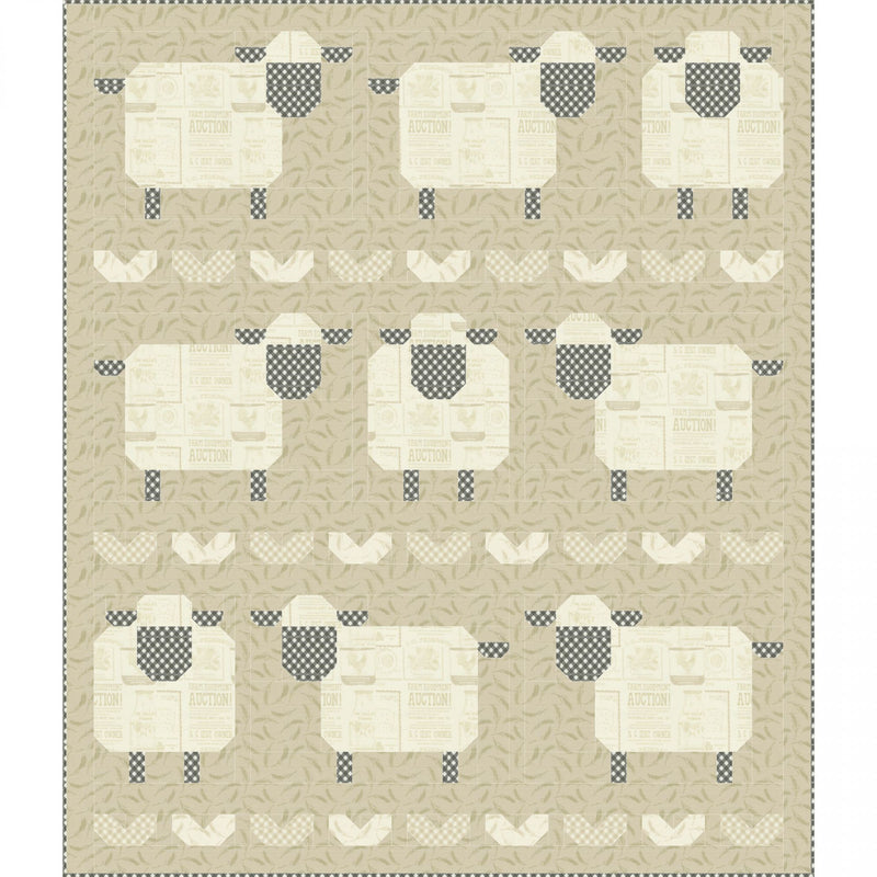 Here Little Sheep Custom Quilt Kit Featuring Farmstead Farm by Stacy Iest Hsu for Moda Fabrics | Quilt Size 48" x 56"