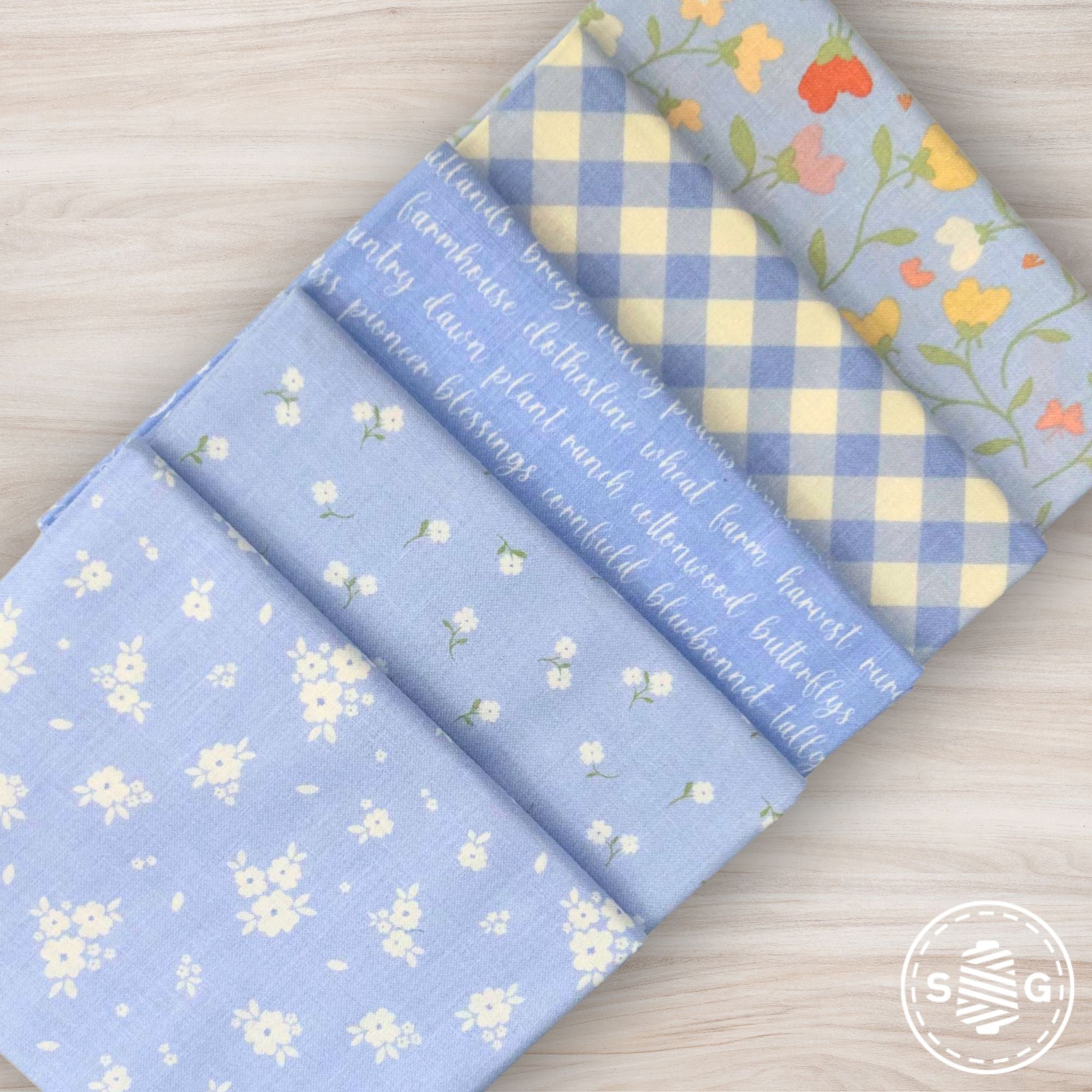 Pastel Prairie Custom Fat Quarter Bundle Blue by My Sew Quilty Life for Moda Fabrics  | Curated Bundle | 5 Fat Quarters