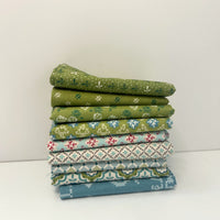 Piece & Plenty Custom Fat Quarter Bundle Green Blue by Lori Holt for Riley Blake Designs | 9 FQs | Curated Bundle
