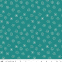 Sale! Bee Dots Lagoon Rose Yardage by Lori Holt for Riley Blake Designs | C14180 LAGOON