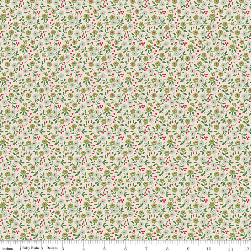 PRESALE Farmers Daughter Floral Sage Yardage by Lori Holt of Bee in My Bonnet | C17171-SAGE