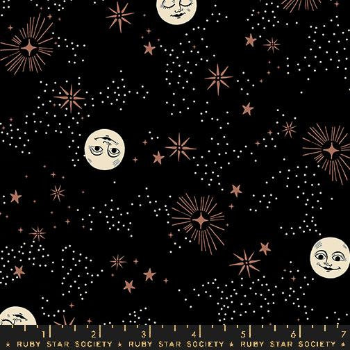 Good Spirits Wise Moons Black Yardage by Ruby Star Society Halloween Fabric| RS5136 15 | Cut Options