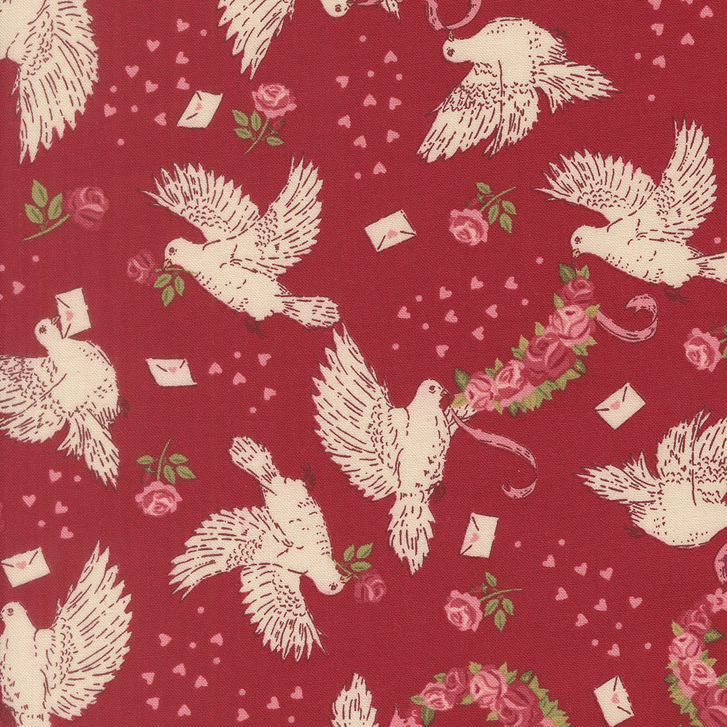 PRESALE Je T'aime Doves True Love Rose Yardage by Stacy Iest Hsu for Moda Fabrics | 20992 17