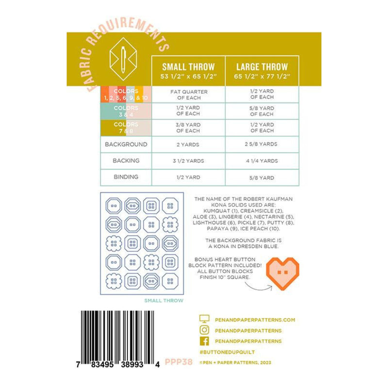 Buttoned Up Quilt Pattern by Pen and Paper Patterns | PPP 38