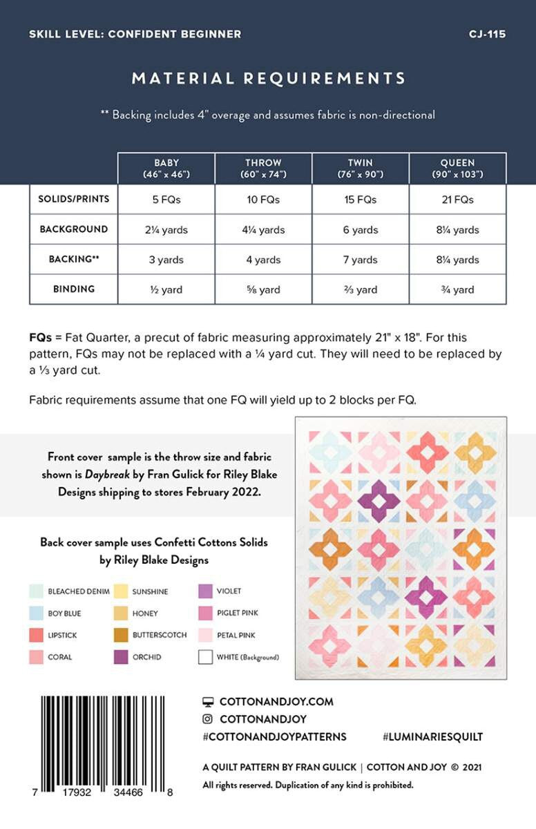 Luminaries Quilt Pattern by Fran Gulick for Riley Blake Designs | P173-LUMINARIES