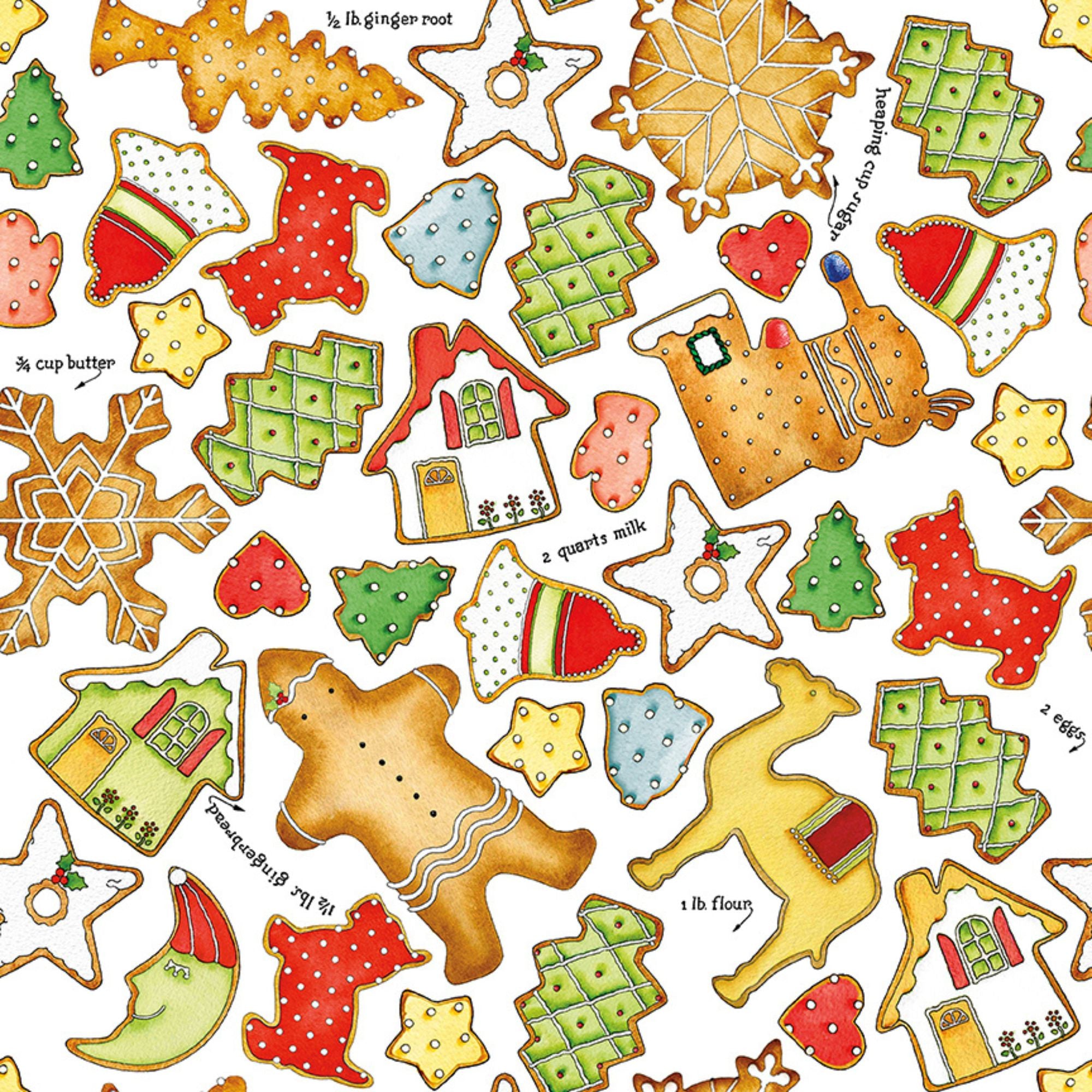 PRESALE Gingerbread Cookie Toss White Yardage by J. Wecker Frisch for Riley Blake Designs | CD17845-WHITE