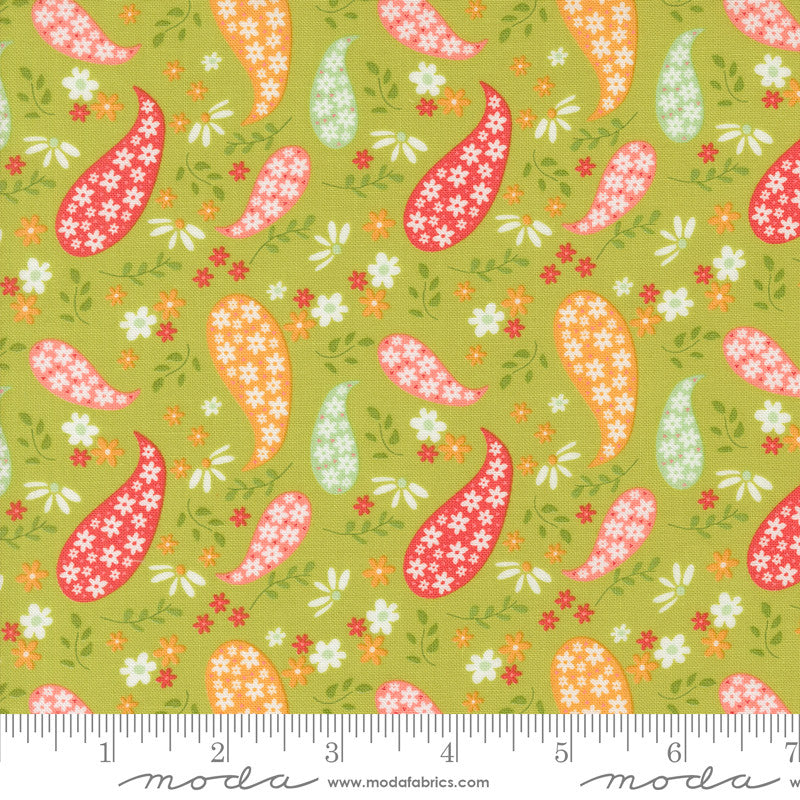 Raspberry Summer Paisley Lime Yardage by Sherri & Chelsi for Moda Fabrics | 37691 17